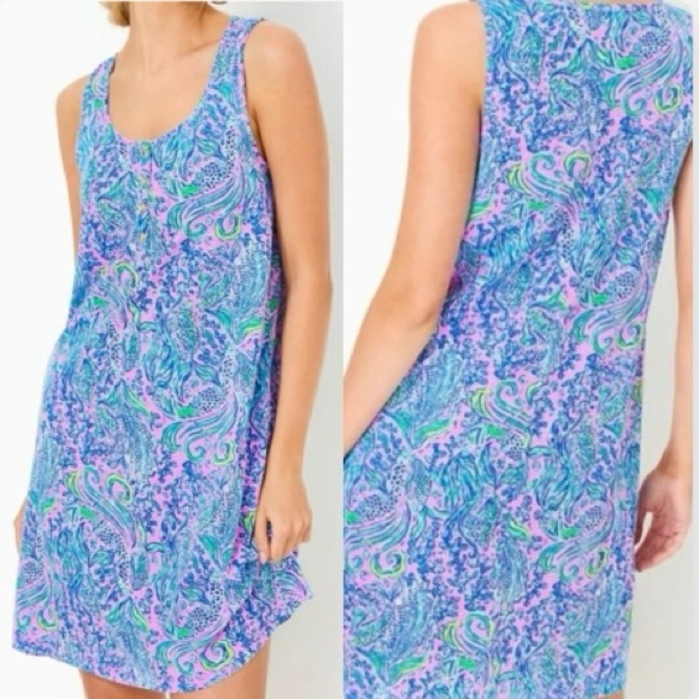 Lilly Pulitzer Lela Henley Tank Dress Lilac Rose We Mermaid It Large NWT